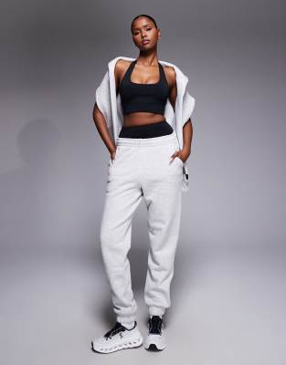 4505 - Icon - Rest Day - Schwere Jogginghose aus Baumwolle in Hellgrau meliert mit Bündchen, 440 g/m²