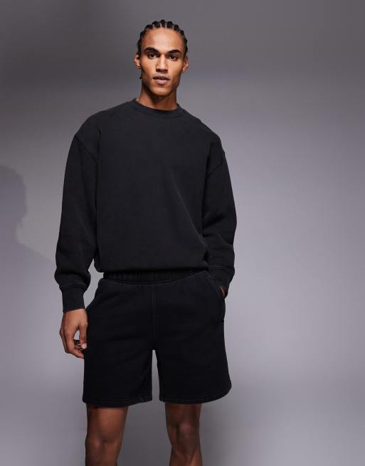 4505 - Icon - Rest Day - Sorte forvaskede sweat-shorts på 18 cm i kraftig 440 gsm's bomuld, 2 af 5
