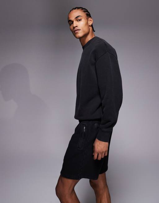 4505 - Icon - Rest Day - Sorte forvaskede sweat-shorts på 18 cm i kraftig 440 gsm's bomuld, 3 af 5