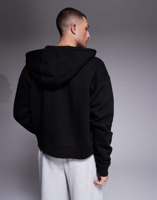 4505 - Icon Rest Day - Sweat à capuche zippé coupe oversize en coton épais 440 g/m<sup>2</sup> - Noir délavé, 3 de 5
