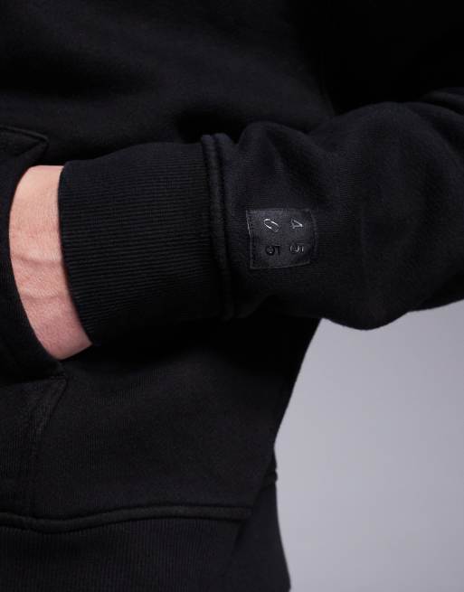 4505 - Icon Rest Day - Sweat à capuche zippé coupe oversize en coton épais 440 g/m<sup>2</sup> - Noir délavé, 5 de 5