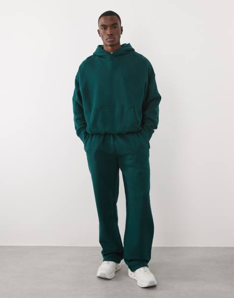 4505 - Icon - Rest Day - Vasket flaskegrønt sweatshirt-sæt i kraftig bomuld på 440 gsm - view 1