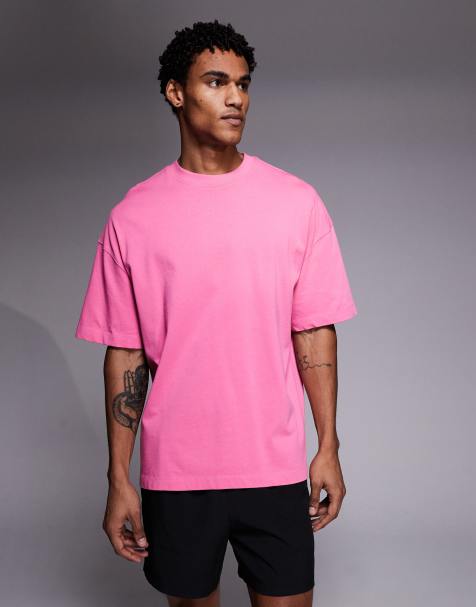 4505 – Icon – Różowy gruby bawełniany T-shirt o pudełkowym kroju z szybkoschnącym wykończeniem - view 1