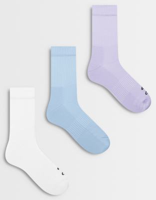 4505 Icon running socks with arch support and anti-bacterial finish in white periwinkle light blue multi 4390₽