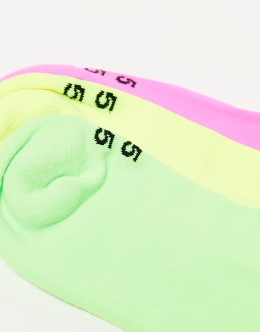 4505 Icon running socks with arch support and antibacterial finish in neon pink, yellow, green, 2 of 3