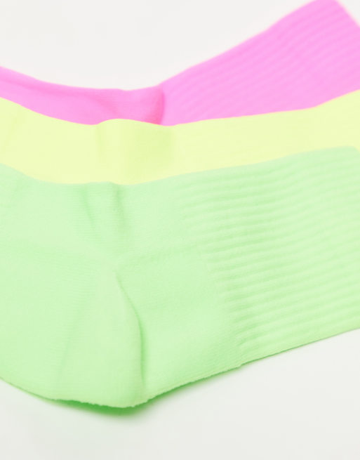 4505 Icon running socks with arch support and antibacterial finish in neon pink, yellow, green, 3 of 3