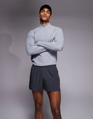 Icon - Schnelltrocknende Lauf-Shorts in Anthrazit mit Handytasche hinten, 8 cm Schrittlänge-Grau Grau M