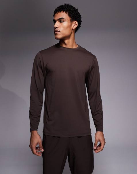4505 – Icon – Schnelltrocknendes, langärmliges Trainings-T-Shirt aus Mesh in Braun - view 1