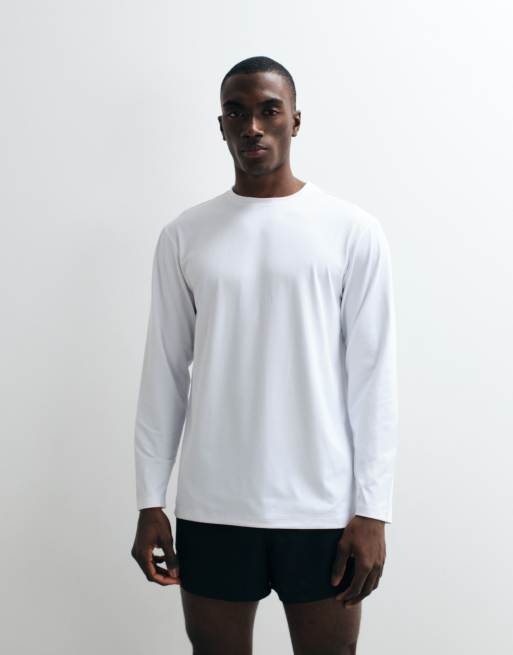 4505 – Icon – Schnelltrocknendes, langärmliges Trainings-T-Shirt aus Mesh in Weiß, 4 von 5