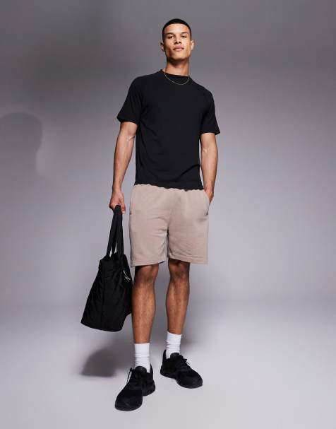 4505 – Icon – Schwere, schnelltrocknende Sport-Sweatshorts in verwaschenem Steinbeige, 18 cm Schrittlänge - view 1