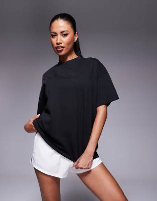 4505 - Icon - Schweres Oversize-T-Shirt aus Baumwolle in verwaschenem Schwarz mit schnell trocknendem Finish