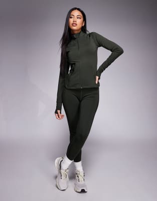 4505 Icon Sculpting Zip Up Long Sleeve Jacket In Green