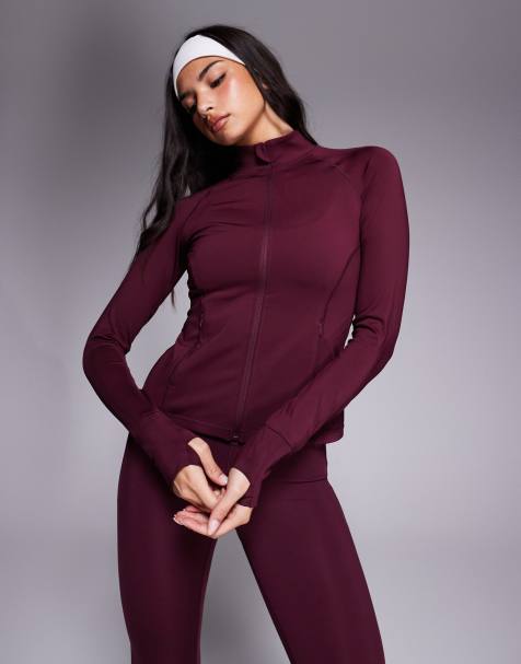 4505 Icon sculpting zip up long sleeve jacket in mulberry - view 1
