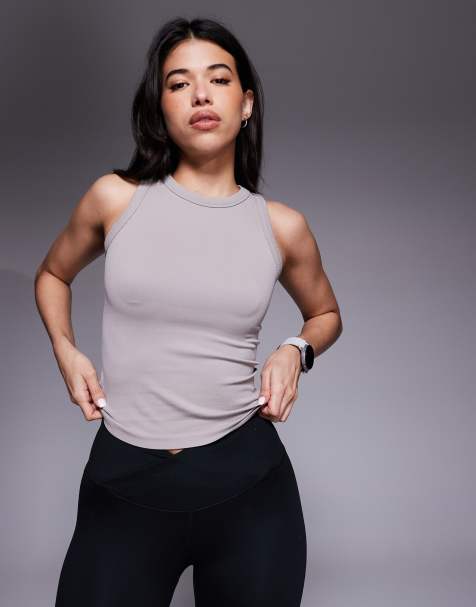 4505 Icon seamless rib 90's racer back vest in ash - view 1