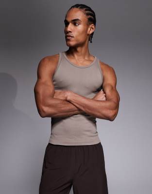 4505 Icon Seamless Rib Knit Slim Fit Tank Top In Neutral