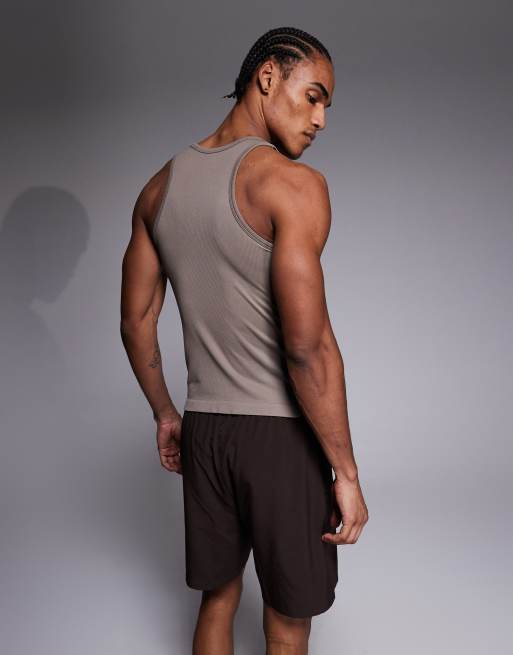 4505 Icon seamless rib knit slim fit tank top in sandstone, 3 of 5