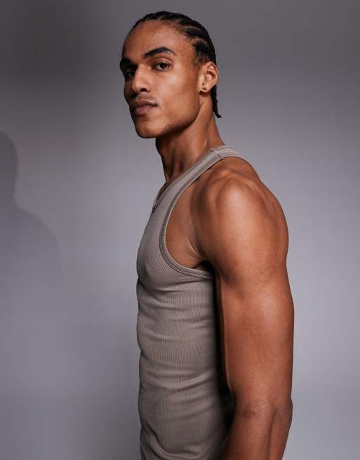 4505 Icon seamless rib knit slim fit tank top in sandstone, 4 of 5
