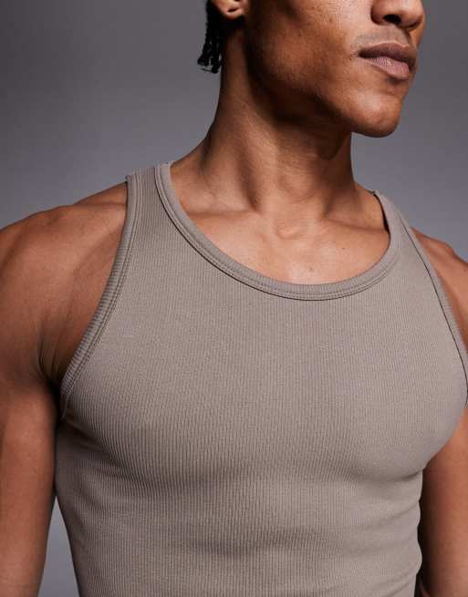 4505 Icon seamless rib knit slim fit tank top in sandstone, 5 of 5