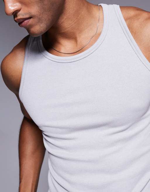 4505 Icon seamless rib slim fit singlet in grey  , 4 of 4