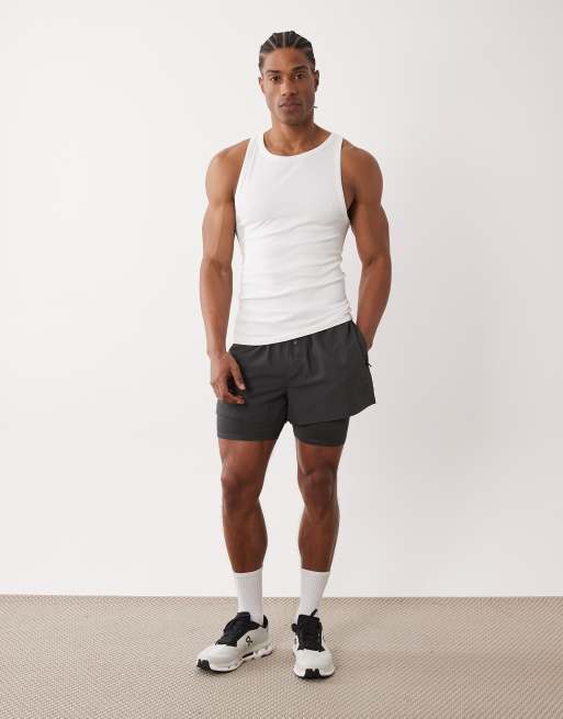 4505 Icon seamless rib slim fit vest in white, 2 of 5