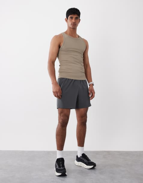 4505 Icon seamless ribbed slim fit tank in greige - view 1