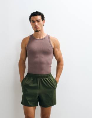 4505 Icon Seamless Ribbed Slim Fit Tank In Brown