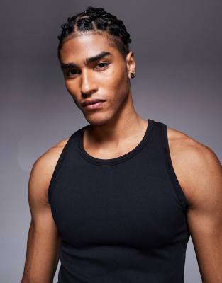 ASOS 4505 Icon slim fit seamless ribbed tank top in black