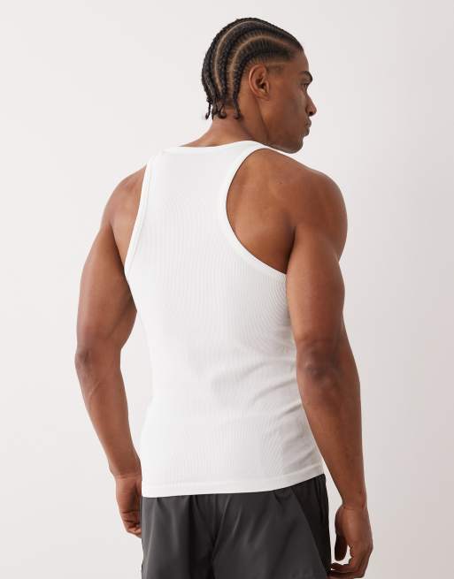 4505 Icon seamless ribbed slim fit tank top in white, 3 of 5