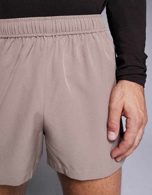 4505 - Icon - Short de running 8 cm à séchage rapide avec poche zippée pour téléphone à l'arrière - Gris taupe , 4 de 5