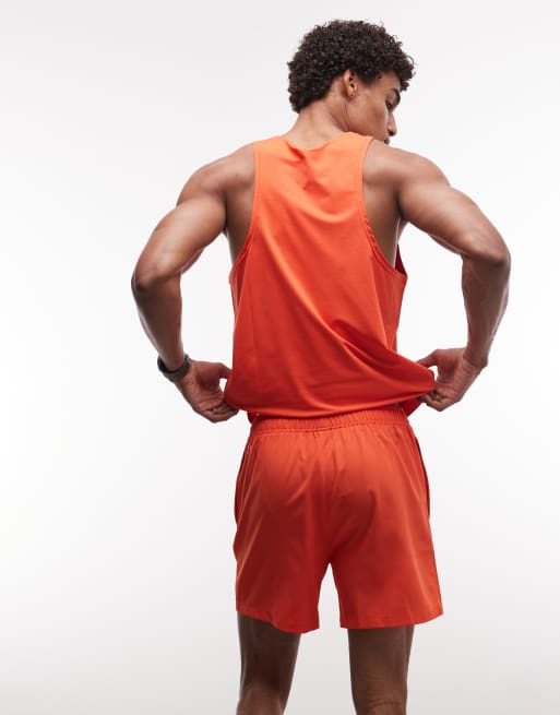 4505 - Icon - Short de sport 13 cm à séchage rapide avec poches zippées - Rouge tomate, 2 de 5