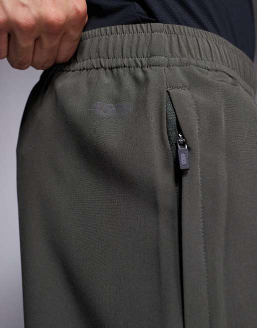 4505 - Icon - Short de sport 18 cm en tissu à séchage rapide avec poches zippées - Kaki, 5 de 5