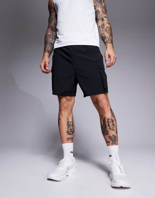 4505 - Icon - Short de sport cargo 18 cm en tissu à séchage rapide avec poches zippées - Noir, 2 de 5