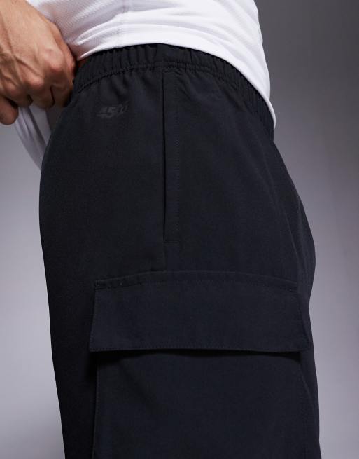 4505 - Icon - Short de sport cargo 18 cm en tissu à séchage rapide avec poches zippées - Noir, 4 de 5