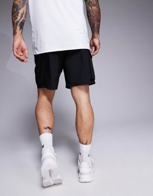 4505 - Icon - Short de sport cargo 18 cm en tissu à séchage rapide avec poches zippées - Noir, 5 de 5
