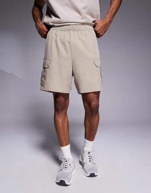 4505 - Icon - Short de sport cargo 18 cm en tissu à séchage rapide avec poches zippées - Taupe, 2 de 5