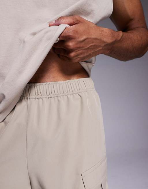 4505 - Icon - Short de sport cargo 18 cm en tissu à séchage rapide avec poches zippées - Taupe, 5 de 5