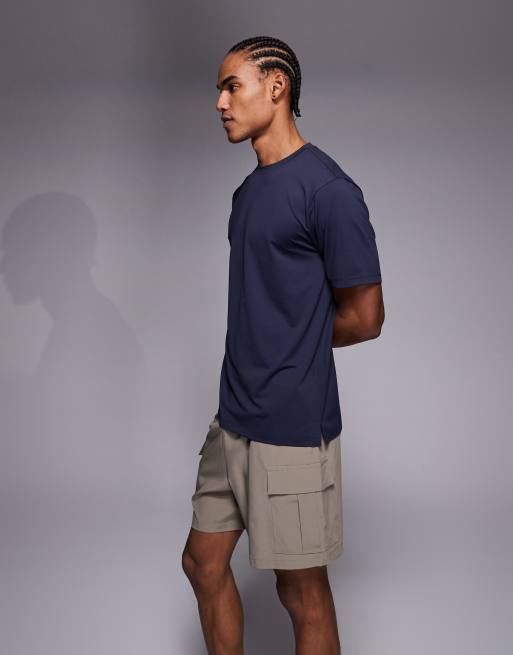 4505 - Icon - Short de sport cargo 18 cm en tissu à séchage rapide avec poches zippées - Taupe, 3 de 5