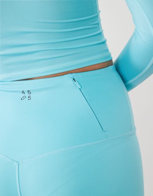 4505 Icon short legging taille haute active 5 pouces avec poche téléphone zippée en turquoise, 4 de 5