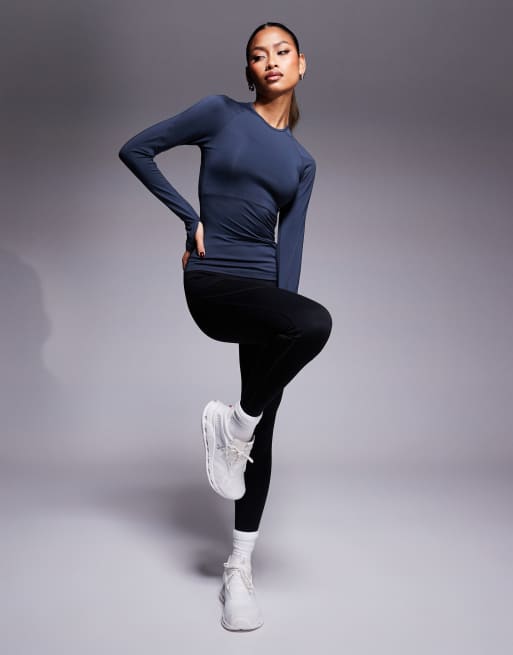 ASOS 4505 Icon slim fit active long sleeve top in dark navy