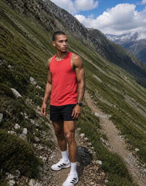 4505 Icon sneldrogend mesh traininghemd met racerback in tomaatrood - view 1