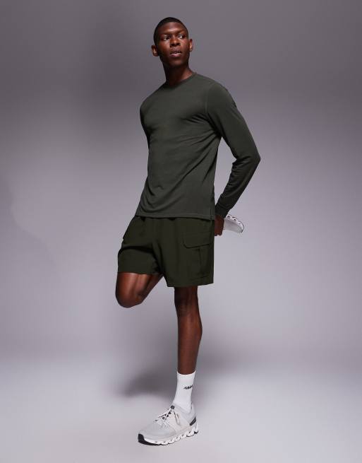 4505 - Icon - Sneldrogende 7 inch cargo-trainingsshort met ritszakken in kaki, 2 van 5
