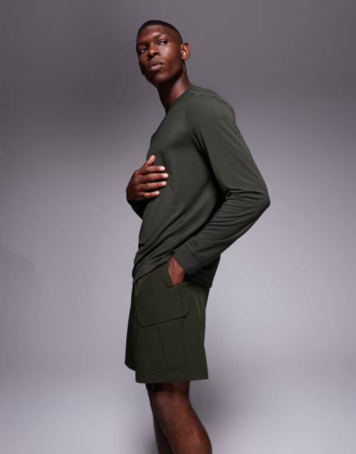 4505 - Icon - Sneldrogende 7 inch cargo-trainingsshort met ritszakken in kaki, 3 van 5