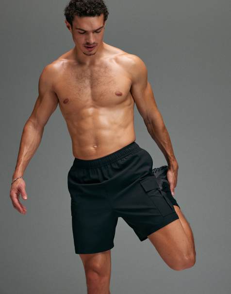 4505 - Icon - Sneldrogende cargo-trainingsshort van 18 cm met ritszakken in zwart - view 1