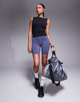 asos 4505 Icon soft touch boat neck tank with inner bra in black
