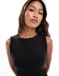 [ASOS] 4505 Icon soft touch high neck singlet with inner bra in black XS BLACK