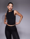 [ASOS] 4505 Icon soft touch high neck tank with inner bra in black 8 Black
