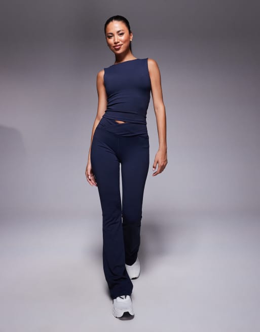 4505 Icon soft touch high neck tank with inner bra in midnight navy, 4 of 4