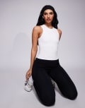 [ASOS] 4505 Icon soft touch high neck tank with inner bra in white 10 White