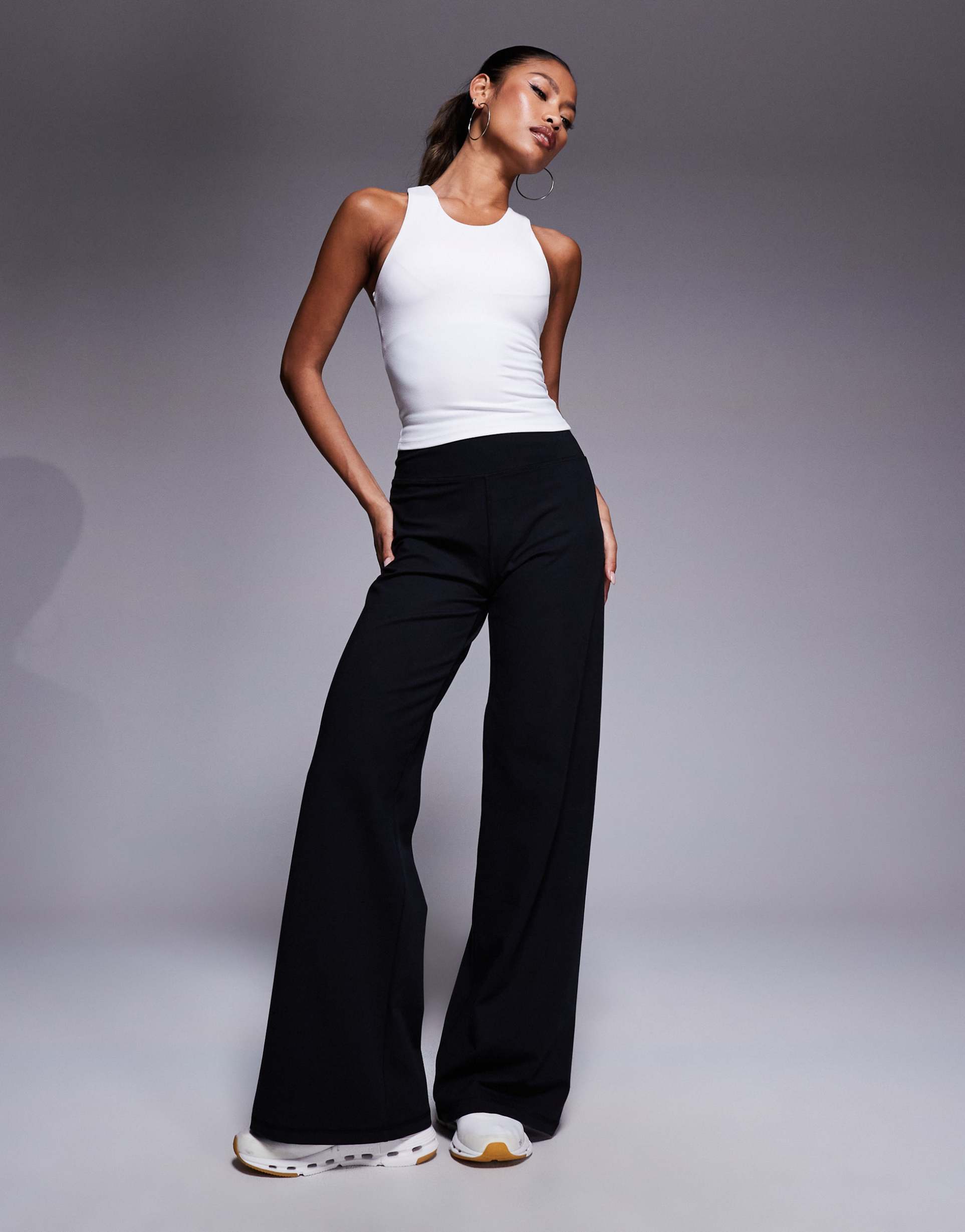 4505 icon soft touch high rise wide leg dance pants in black