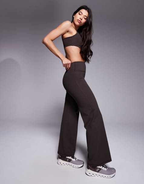 4505 Icon soft touch high rise wide leg dance pants in chocolate - view 1